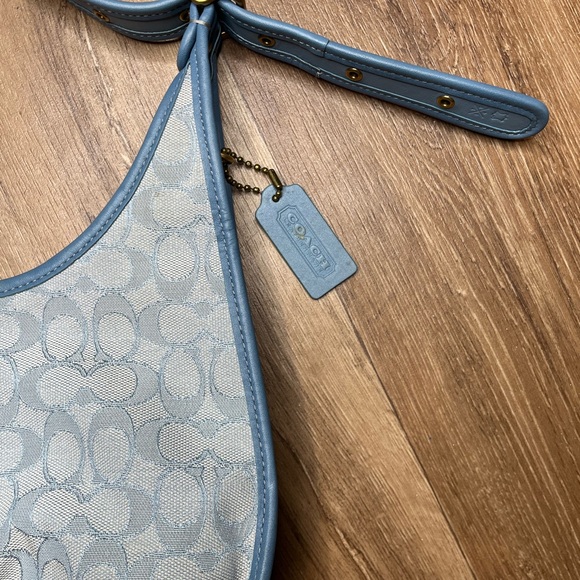 Coach Ergo Signature Jacquard Leather Marble Blue Azure Shoulder Bag Purse - Picture 4 of 9